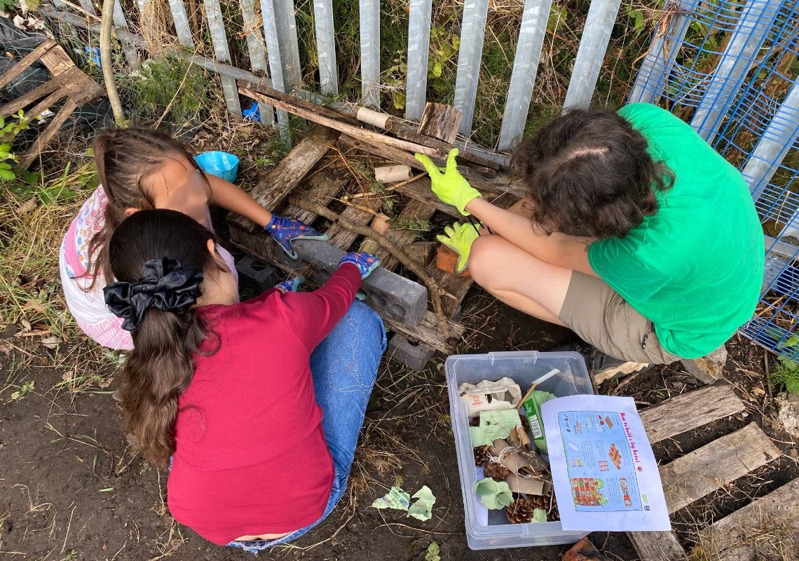Children taking part in nature crafts
